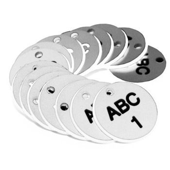 Engraved Valve Tags - White with Black Text