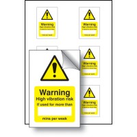 High Vibration Risk If Used - Labels (Sheet of 6)