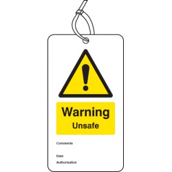 Warning - Unsafe - Double Sided Safety Tag (Pack of 10)