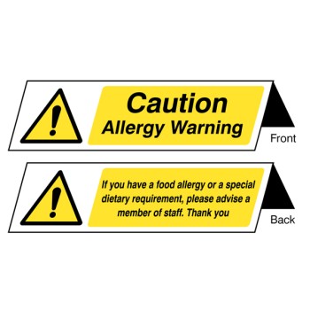 Food Allergy Notice - Double Sided Plastic Table Cards (Pack of 5)