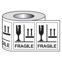 Fragile Glass this Way Up - Labels (Roll of 250)