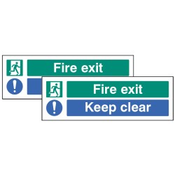 Fire Exit - Keep Clear - Double Sided Window Sticker