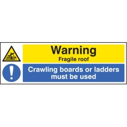 Warning - Fragile Roof - Crawling Boards Or Ladders Must be Used