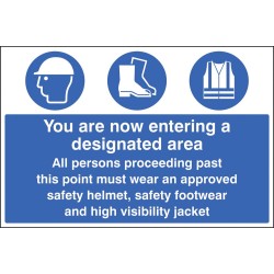 Entering Designated Area Must Wear Helmet - Footwear & Jacket