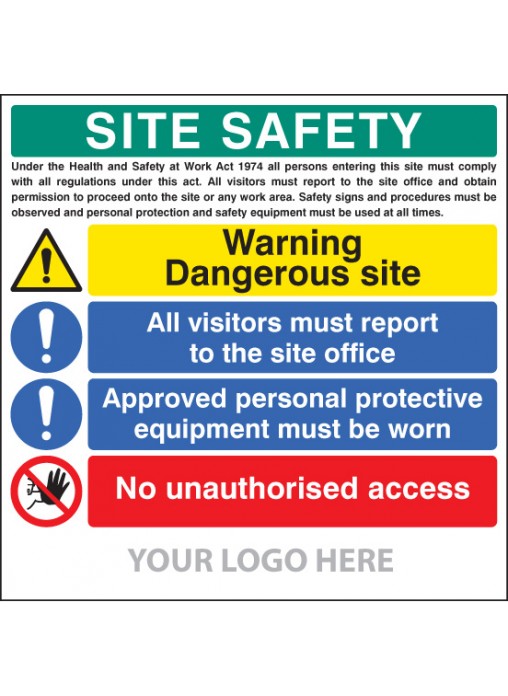 Site Safety Board - Dangerous Site - Visitors - PPE - Access - Site ...